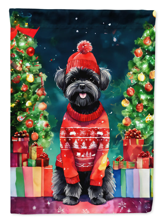 Affenpinscher Christmas House Flag-0