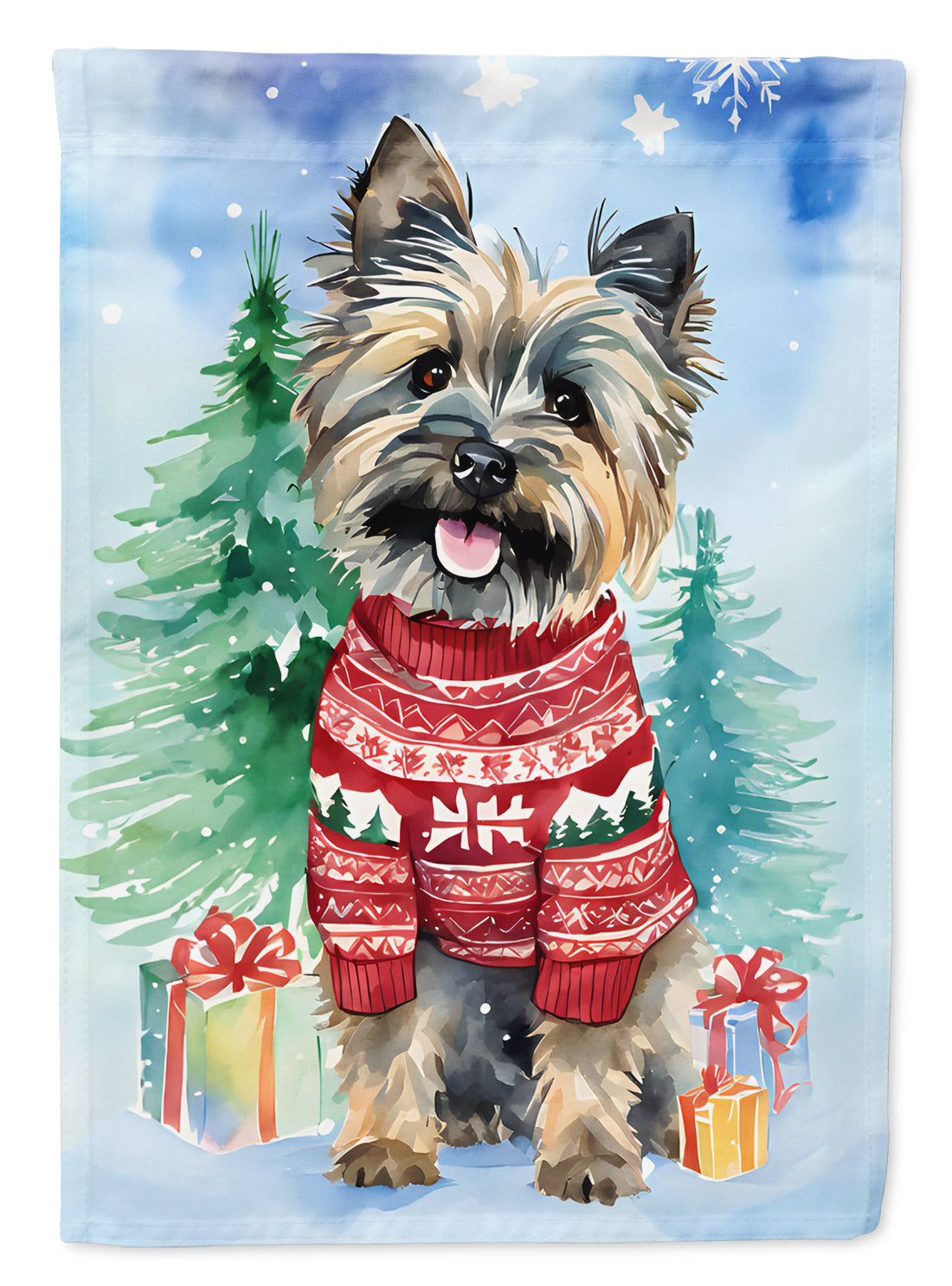 Cairn Terrier Christmas House Flag-0