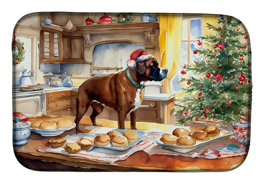 Boxer Christmas Cookies Dish Drying Mat-0