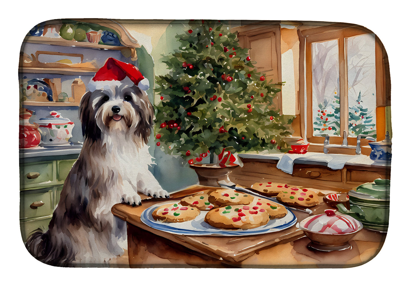 Havanese Christmas Cookies Dish Drying Mat-0