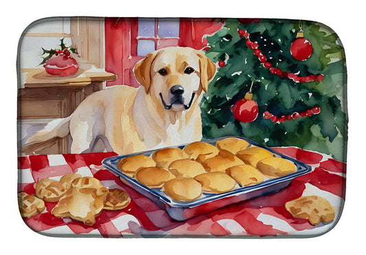Labrador Retriever Christmas Cookies Dish Drying Mat-0