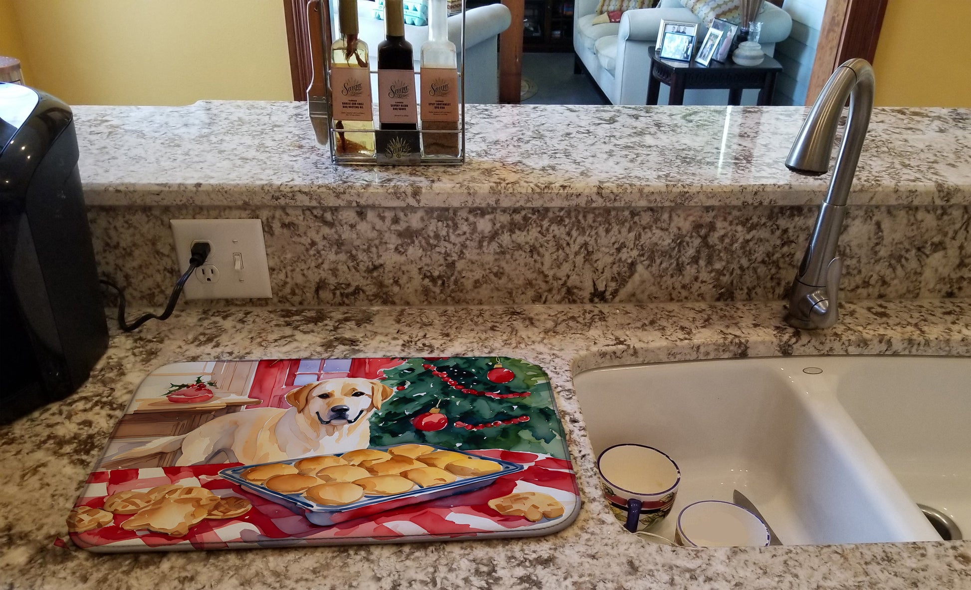 Labrador Retriever Christmas Cookies Dish Drying Mat-1