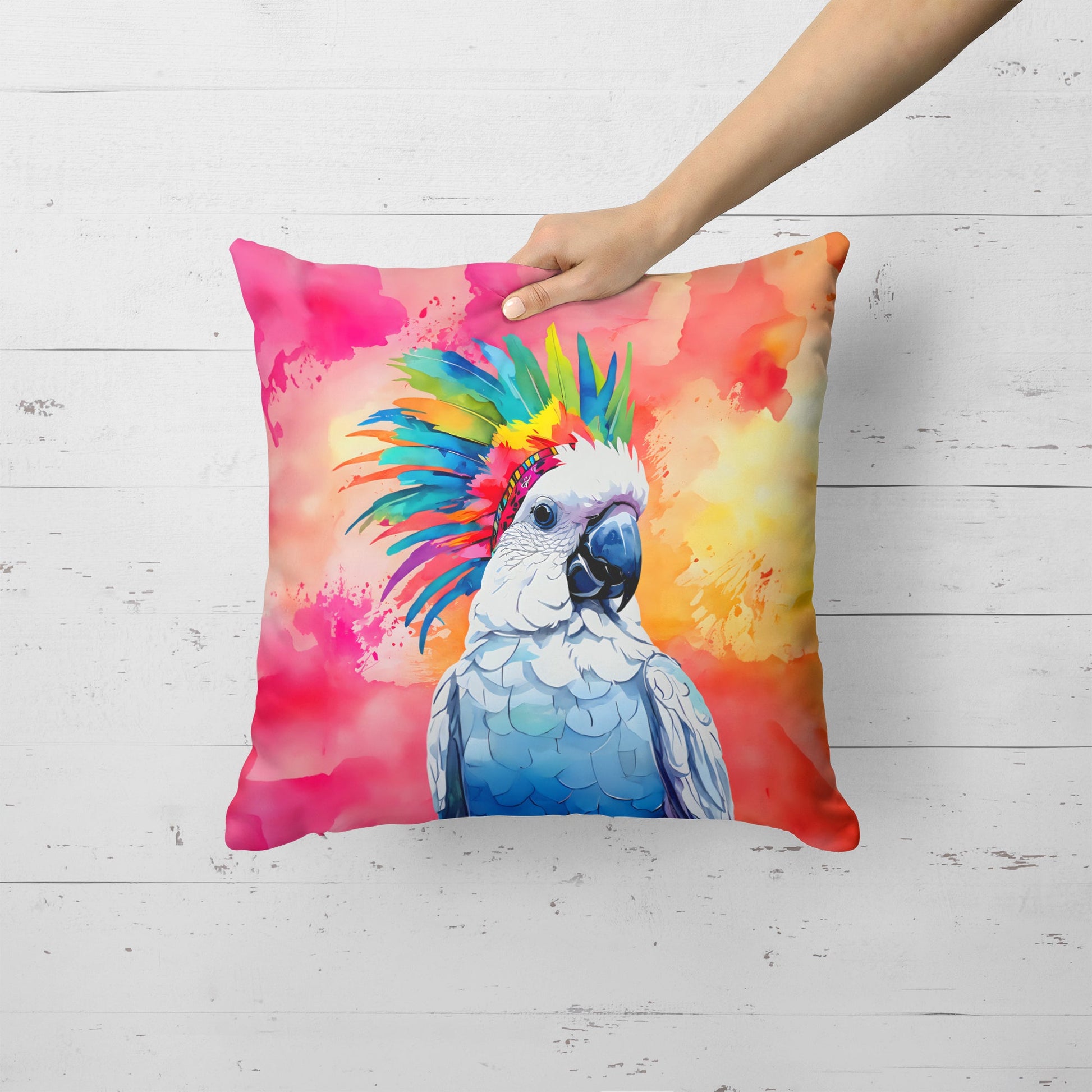 Hippie Animal Cockatoo Throw Pillow-1