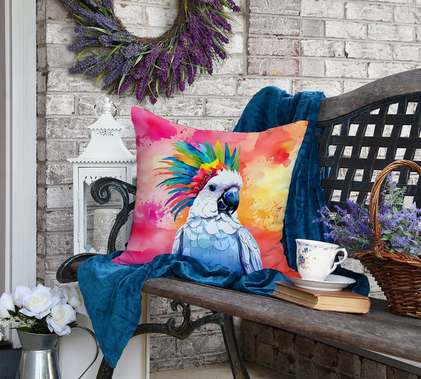 Hippie Animal Cockatoo Throw Pillow-3