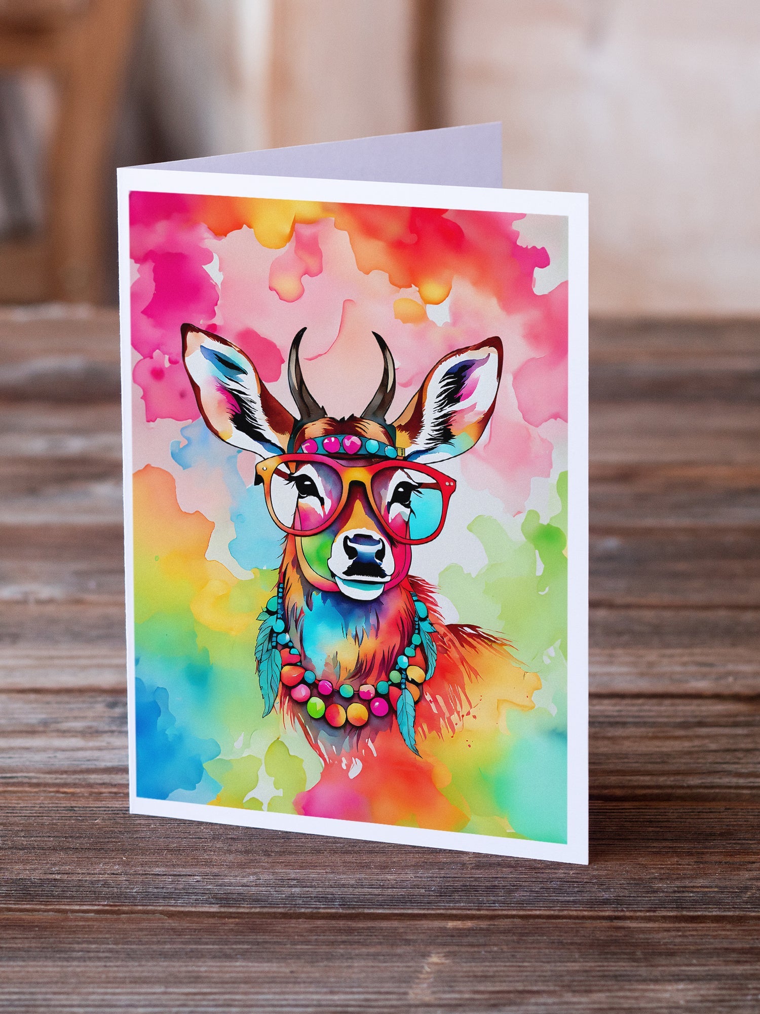 Hippie Animal Deer Greeting Cards Pack of 8-1