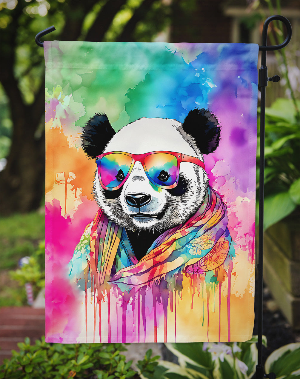 Hippie Animal Panda Garden Flag-2