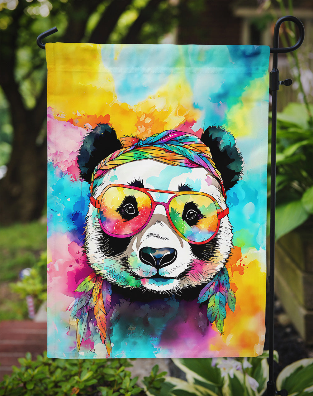 Hippie Animal Panda Garden Flag-2