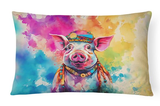 Hippie Animal Pig Throw Pillow-0