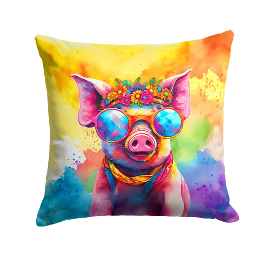 Hippie Animal Pig Throw Pillow-0