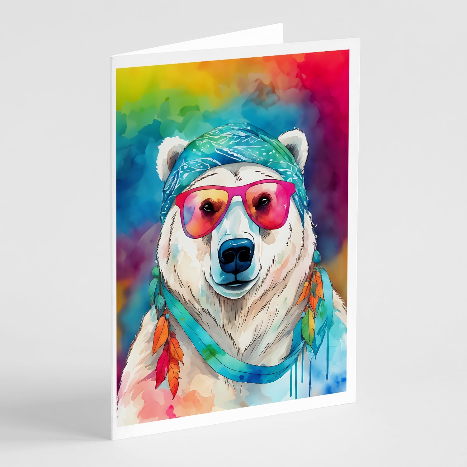 Hippie Animal Polar Bear Greeting Cards Pack of 8-0