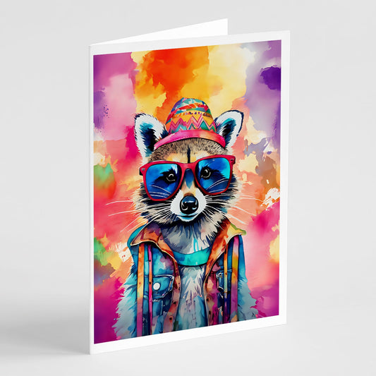 Hippie Animal Raccoon Greeting Cards Pack of 8-0