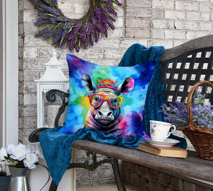 Hippie Animal Rhinoceros Throw Pillow-3