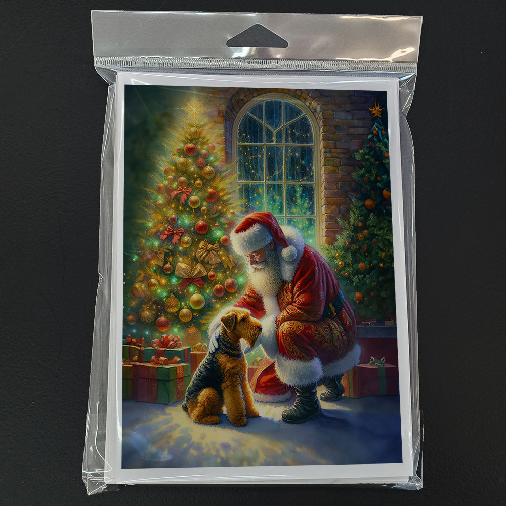 Airedale Terrier and Santa Claus Greeting Cards Pack of 8-2