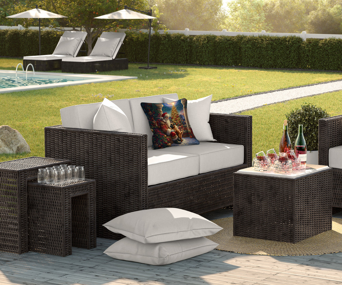 Brussels Griffon and Santa Claus Throw Pillow-2