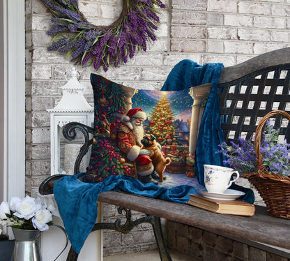 Brussels Griffon and Santa Claus Throw Pillow-3