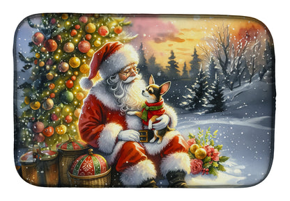Chihuahua and Santa Claus Dish Drying Mat-0