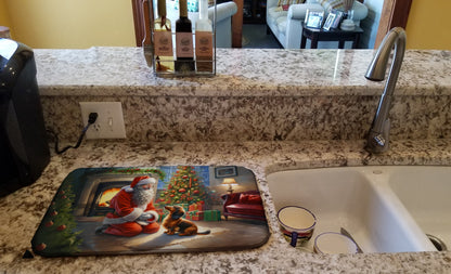Dachshund and Santa Claus Dish Drying Mat-1