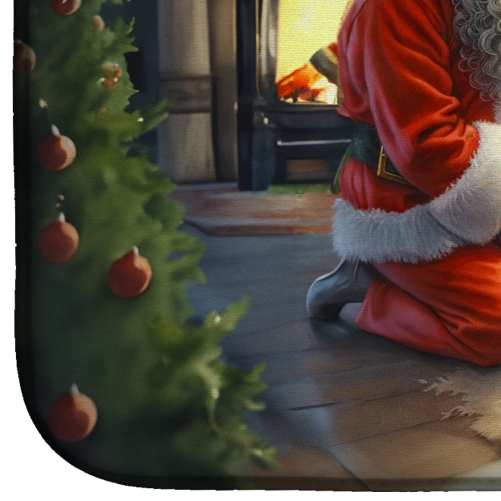 Dachshund and Santa Claus Dish Drying Mat-3