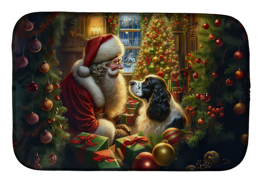 English Springer Spaniel and Santa Claus Dish Drying Mat-0