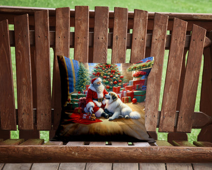 Great Pyrenees and Santa Claus Throw Pillow-3