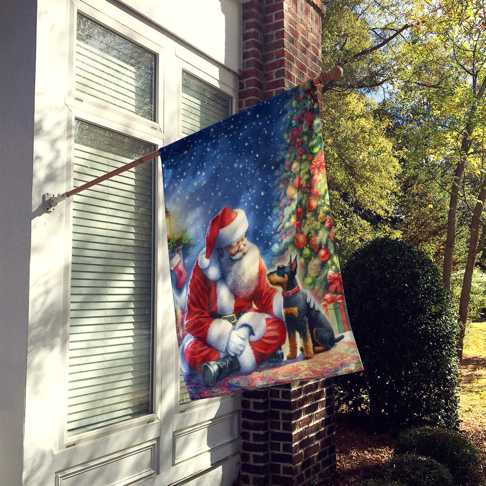 Manchester Terrier and Santa Claus House Flag-1