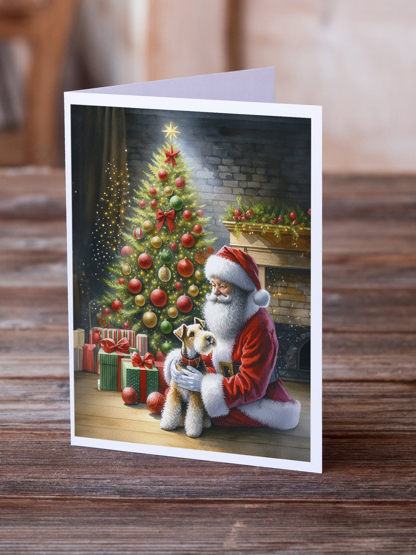 Fox Terrier and Santa Claus Greeting Cards Pack of 8-1