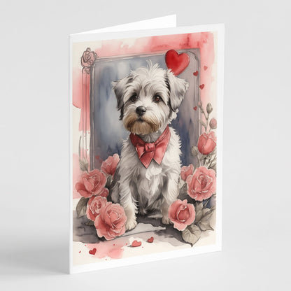 Dandie Dinmont Terrier Valentine Roses Greeting Cards Pack of 8-0