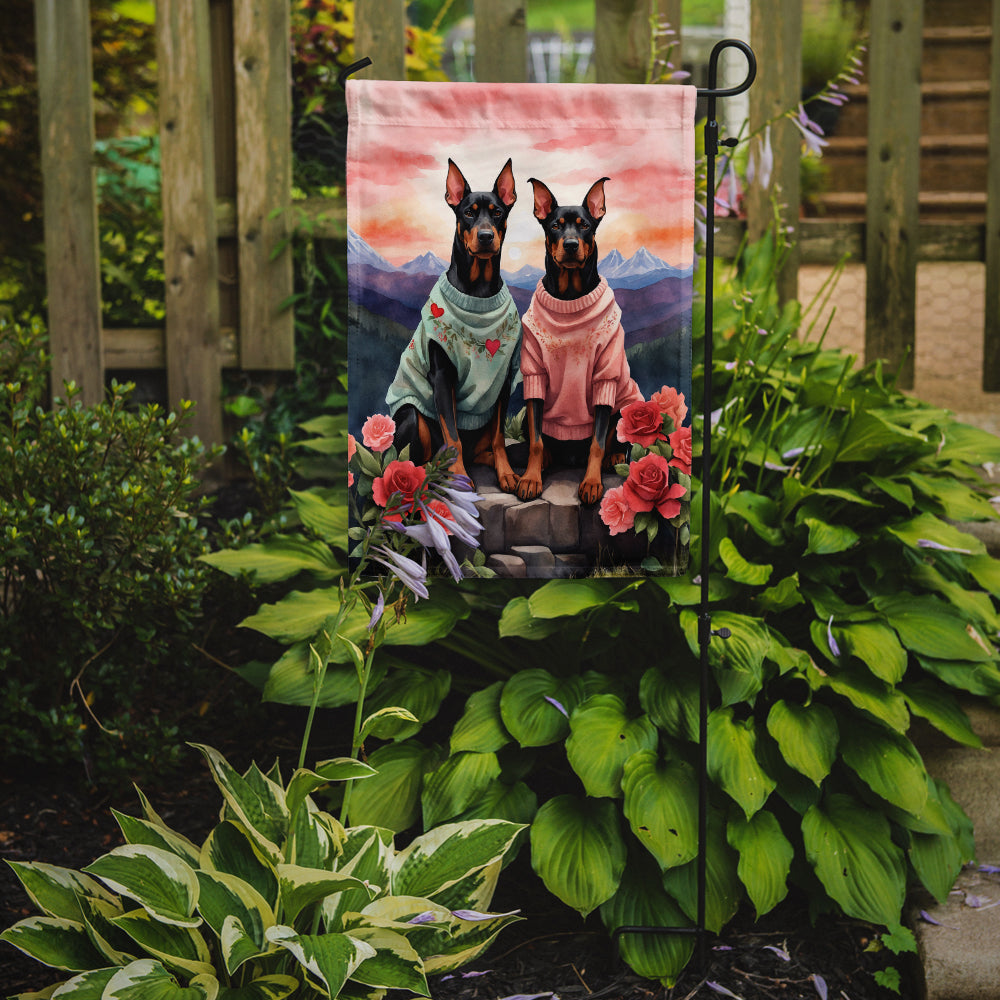 Doberman Pinscher Two Hearts Garden Flag-1