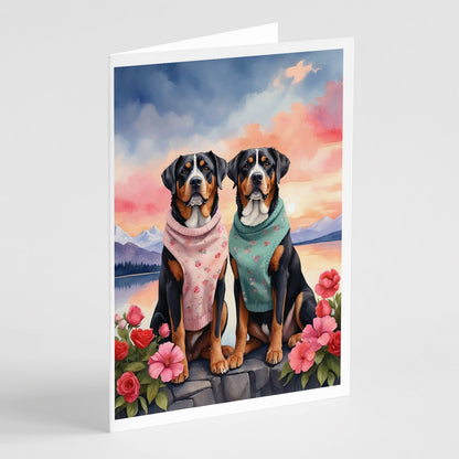 Greater Swiss Mountain Dog Two Hearts Greeting Cards Pack of 8-0