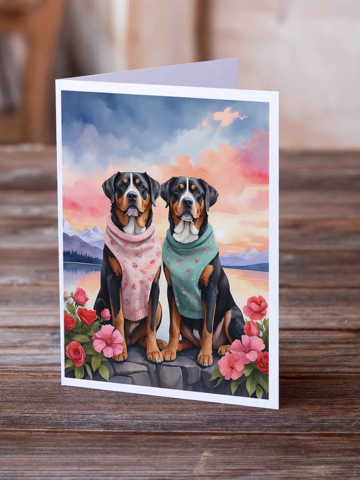 Greater Swiss Mountain Dog Two Hearts Greeting Cards Pack of 8-1