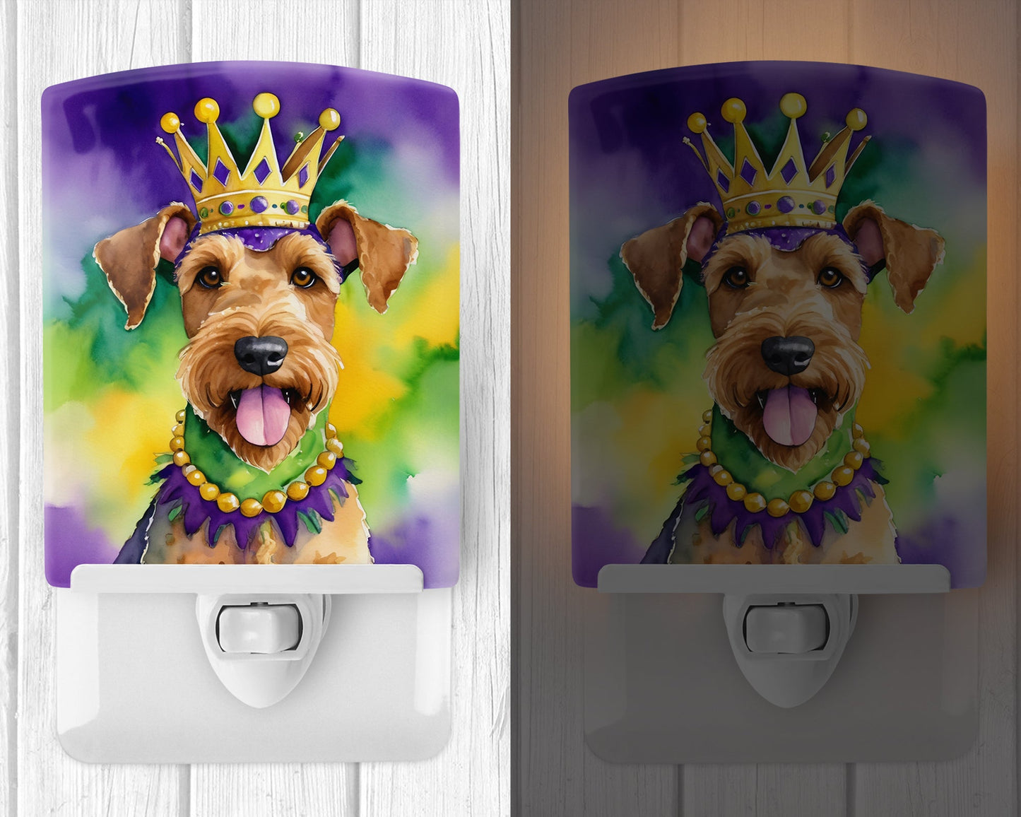 Airedale Terrier King of Mardi Gras Ceramic Night Light-1