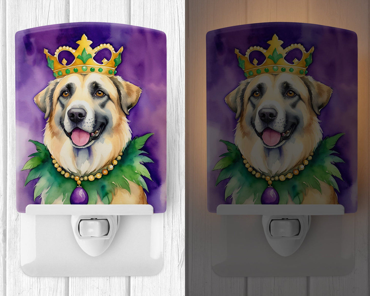 Anatolian Shepherd Dog King of Mardi Gras Ceramic Night Light-1