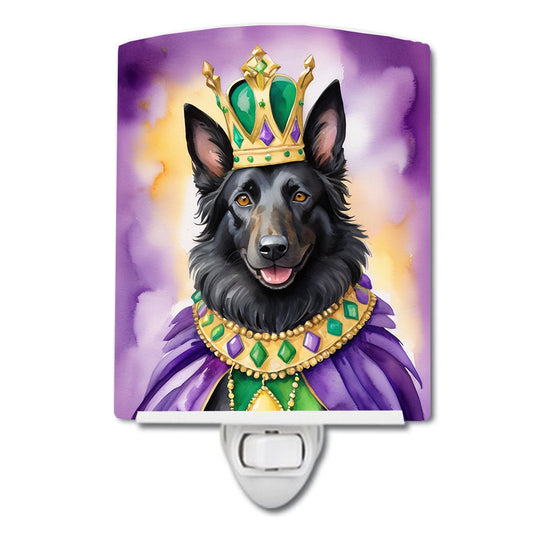 Belgian Sheepdog King of Mardi Gras Ceramic Night Light-0