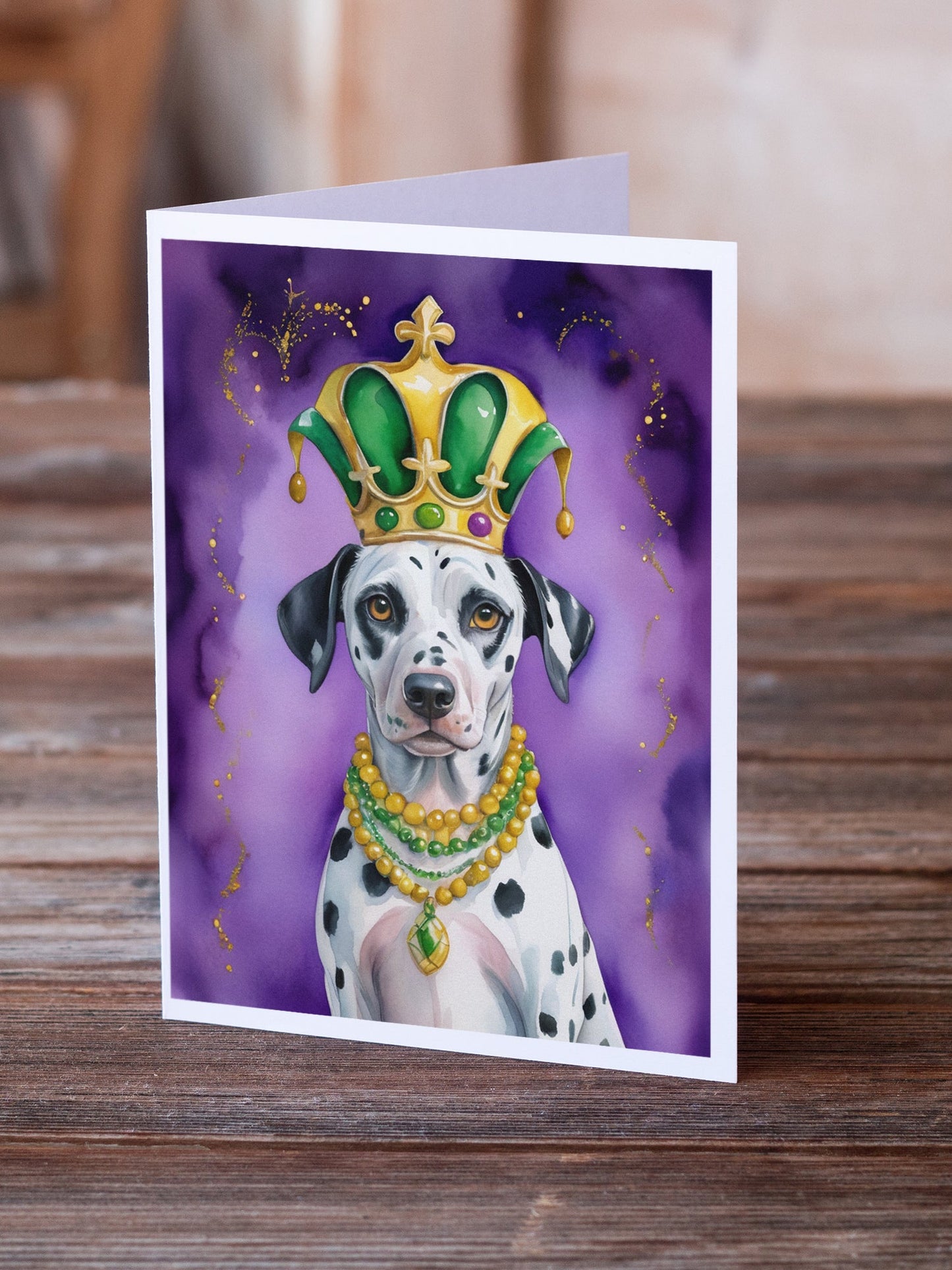 Dalmatian King of Mardi Gras Greeting Cards Pack of 8-1
