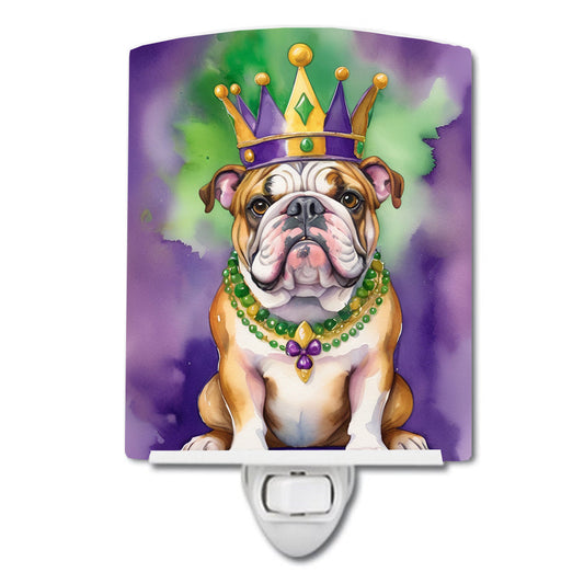 English Bulldog King of Mardi Gras Ceramic Night Light-0
