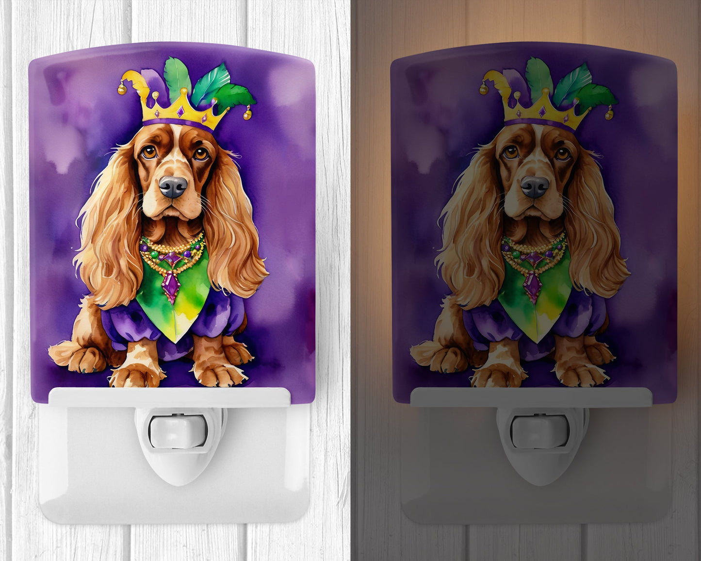 English Cocker Spaniel King of Mardi Gras Ceramic Night Light-1