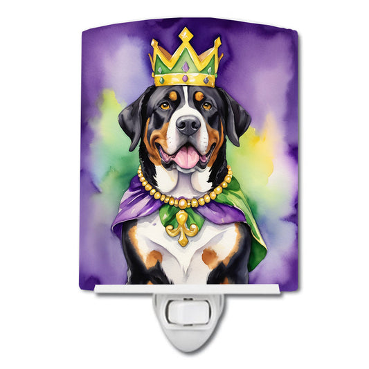 Greater Swiss Mountain Dog King of Mardi Gras Ceramic Night Light-0