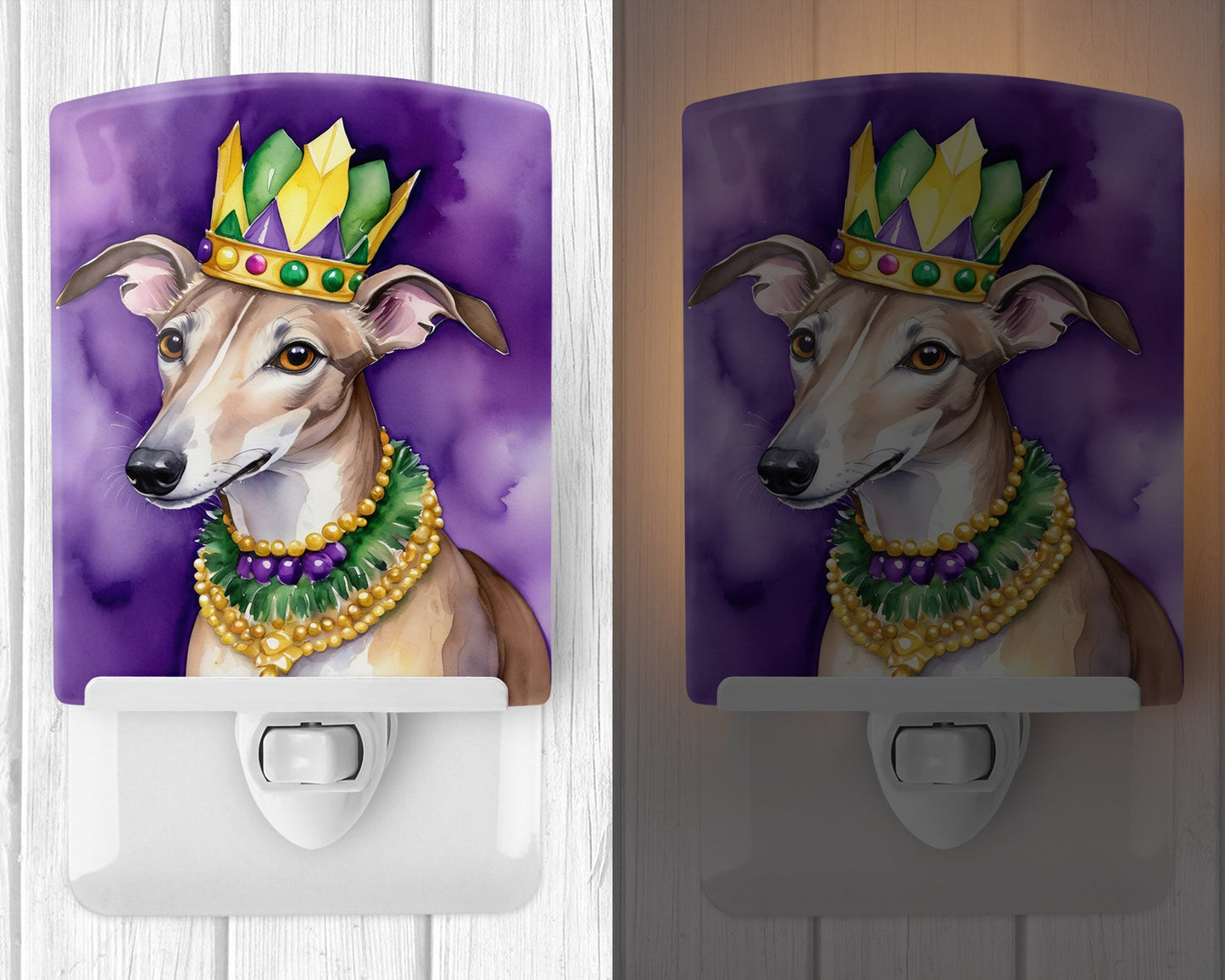 Greyhound King of Mardi Gras Ceramic Night Light-1