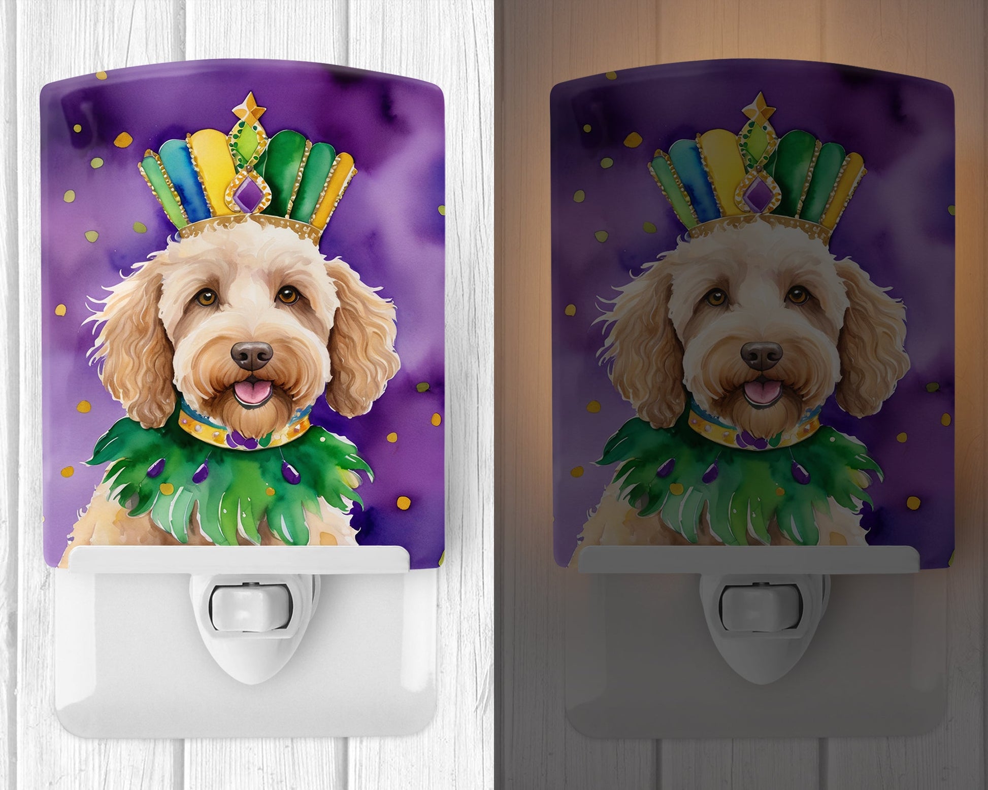 Labradoodle King of Mardi Gras Ceramic Night Light-1