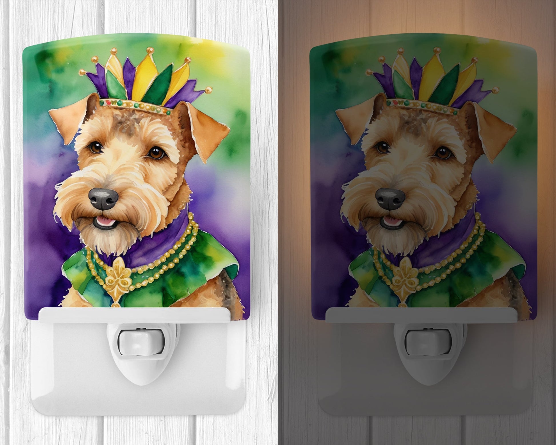 Lakeland Terrier King of Mardi Gras Ceramic Night Light-1