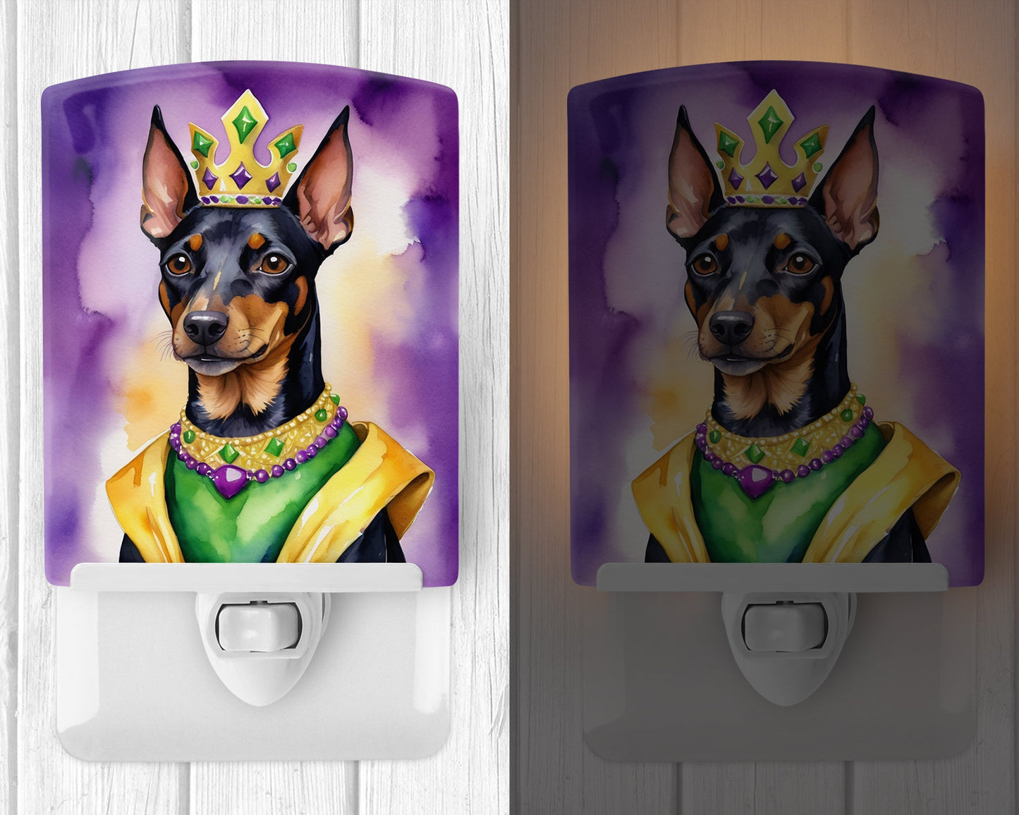 Manchester Terrier King of Mardi Gras Ceramic Night Light-1