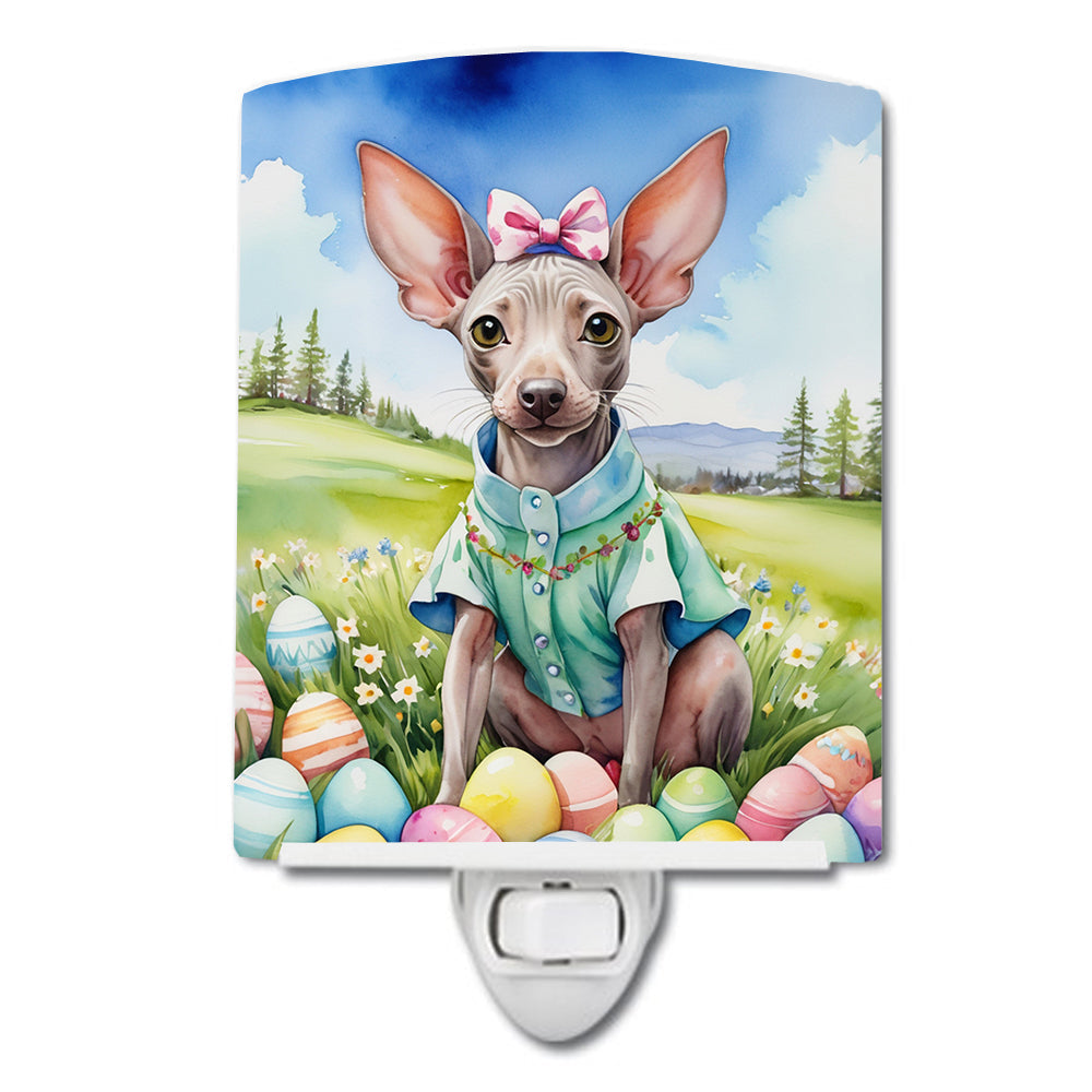 American Hairless Terrier Easter Egg Hunt Ceramic Night Light-0