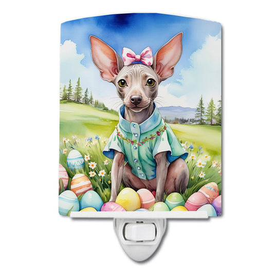 American Hairless Terrier Easter Egg Hunt Ceramic Night Light-0