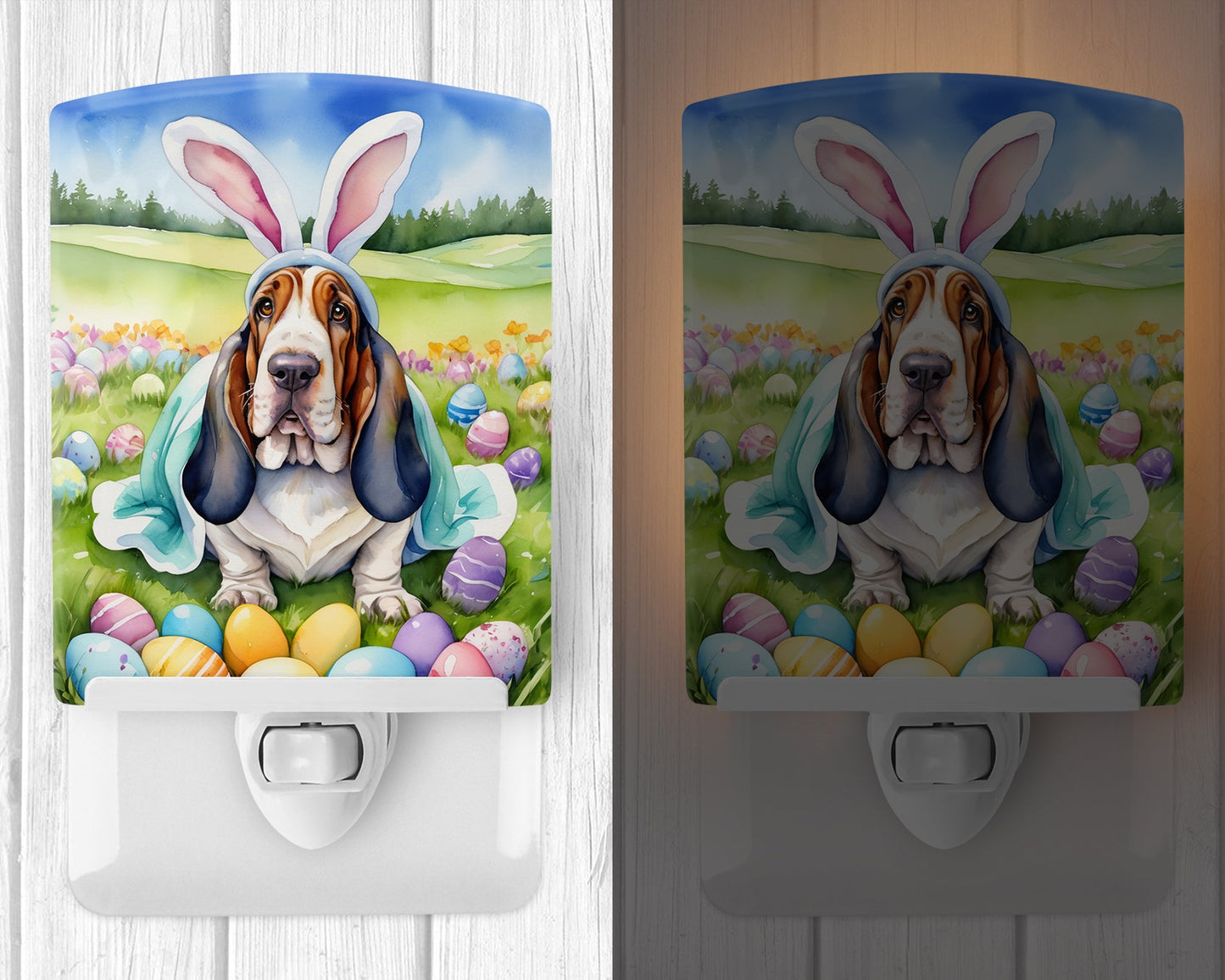 Basset Hound Easter Egg Hunt Ceramic Night Light-1