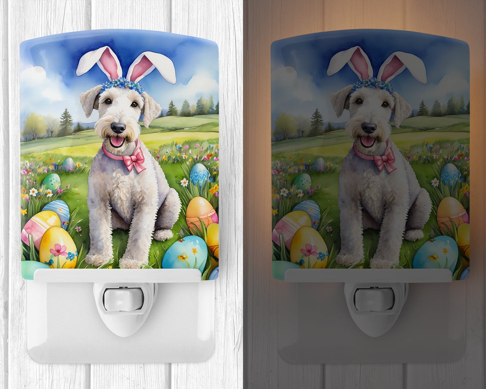 Bedlington Terrier Easter Egg Hunt Ceramic Night Light-1