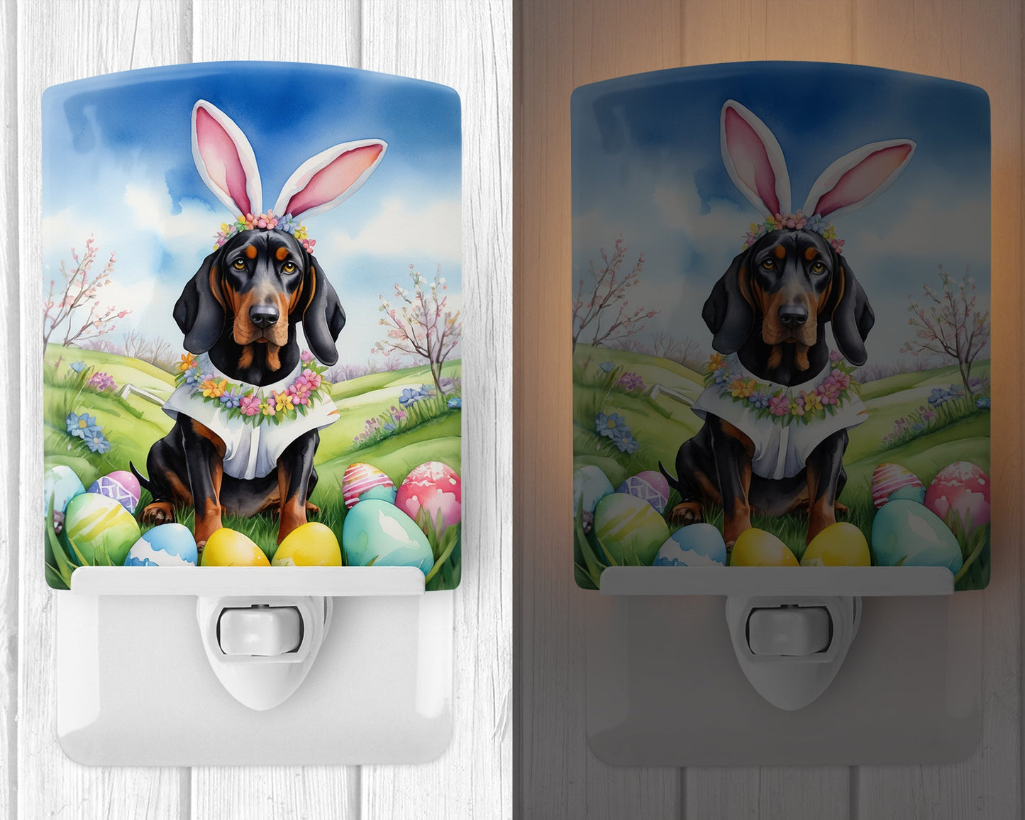 Black and Tan Coonhound Easter Egg Hunt Ceramic Night Light-1