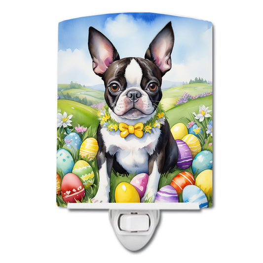 Boston Terrier Easter Egg Hunt Ceramic Night Light-0