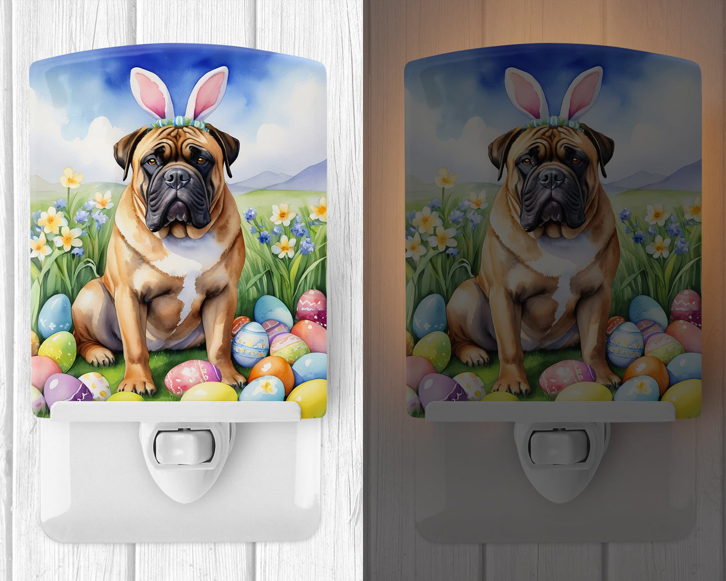 Bullmastiff Easter Egg Hunt Ceramic Night Light-1