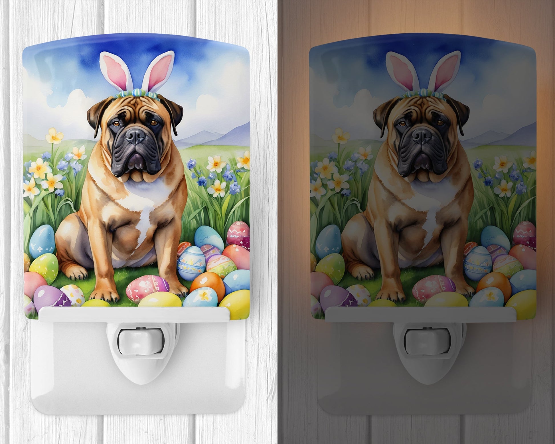 Bullmastiff Easter Egg Hunt Ceramic Night Light-1