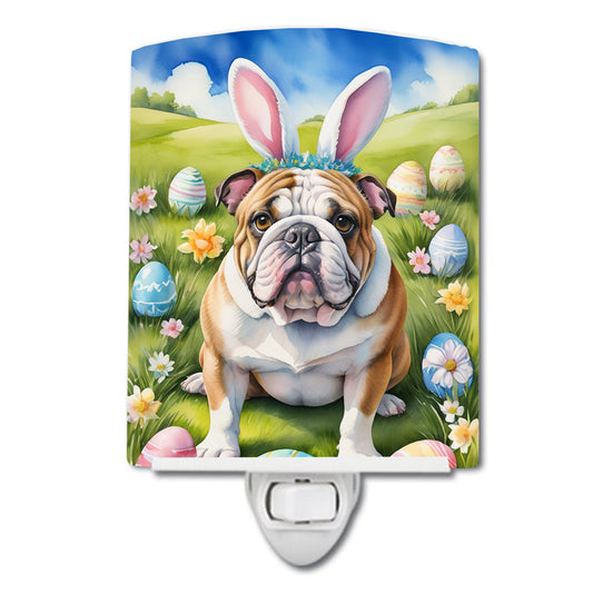 English Bulldog Easter Egg Hunt Ceramic Night Light-0